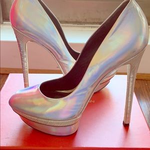 B Brian Atwood Holographic Platform pumps